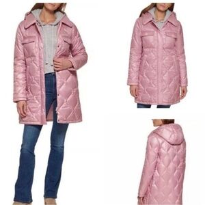 Calvin Klein Soft Pink Quilted Hooded Jacket